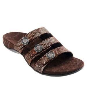 Orthoheel Vionic Flip Flop Flats Dnake Triple Strap Sandals Shoes sz 9